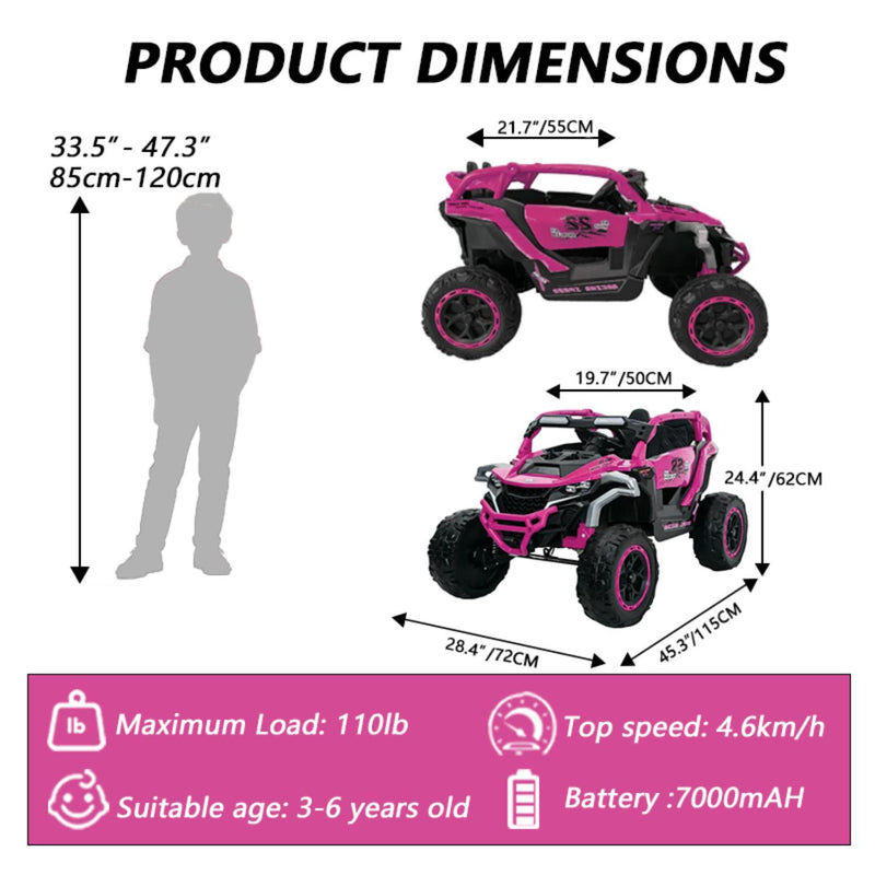 Ride On Kids Electric Truck With Remote Control, Front & Rear Suspension