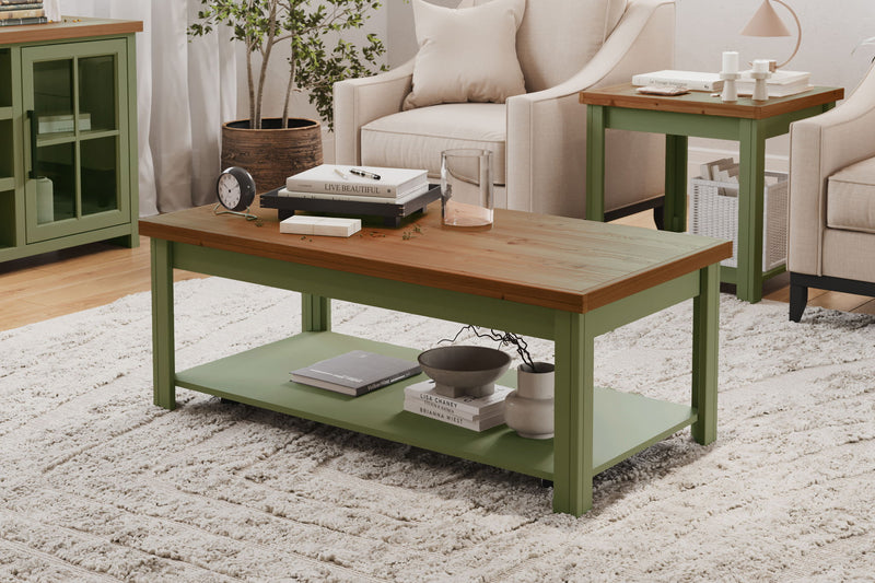 Coffee Table - Sage Green And Fruitwood