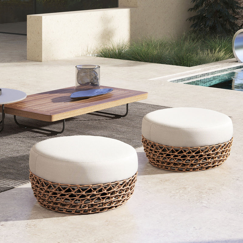 Willow - Round Upholstered Patio Ottoman