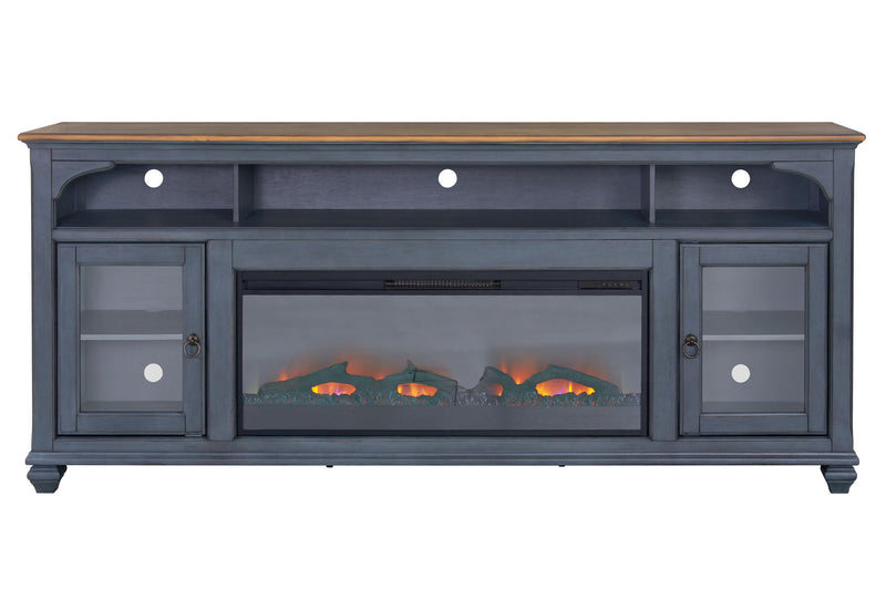 Fireplace TV Stand For TVs Up To 95" - Blue