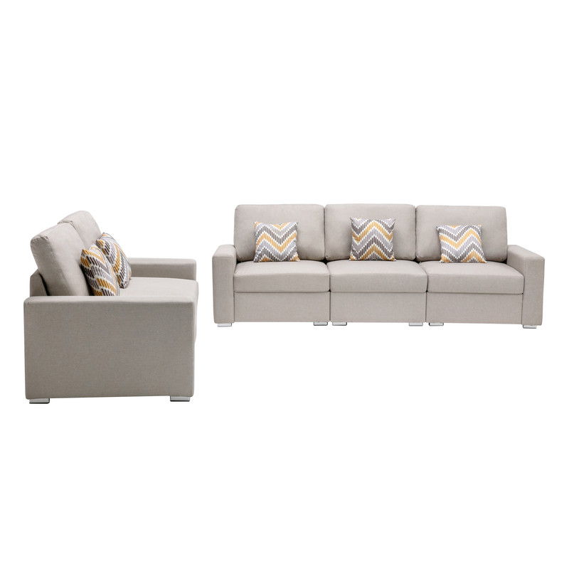 Nolan - Fabric Sofa And Loveseat Living Room With Pillows And Interchangeable Legs