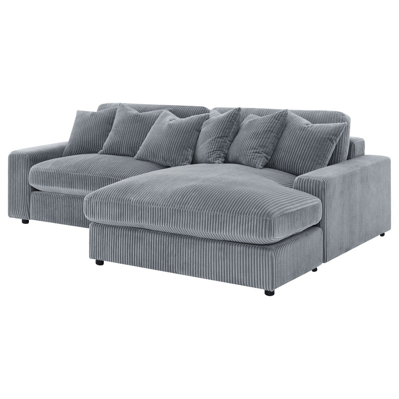 Marcus - Fog Track Arms Reversible Sectional With Pillows - Fog