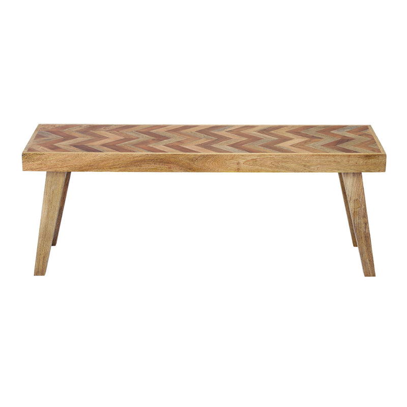Artisan - Handcrafted Mango Wood Bench Rustic Boho Style - Natural