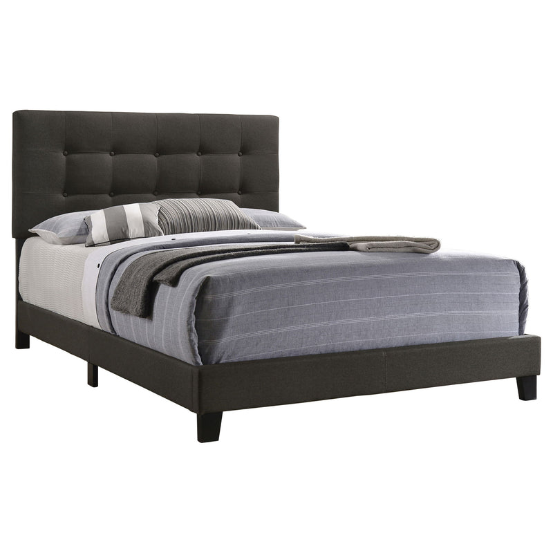 Tufted Full Panel Bed With Button Tufted Headboard, Platform Design - Charcoal