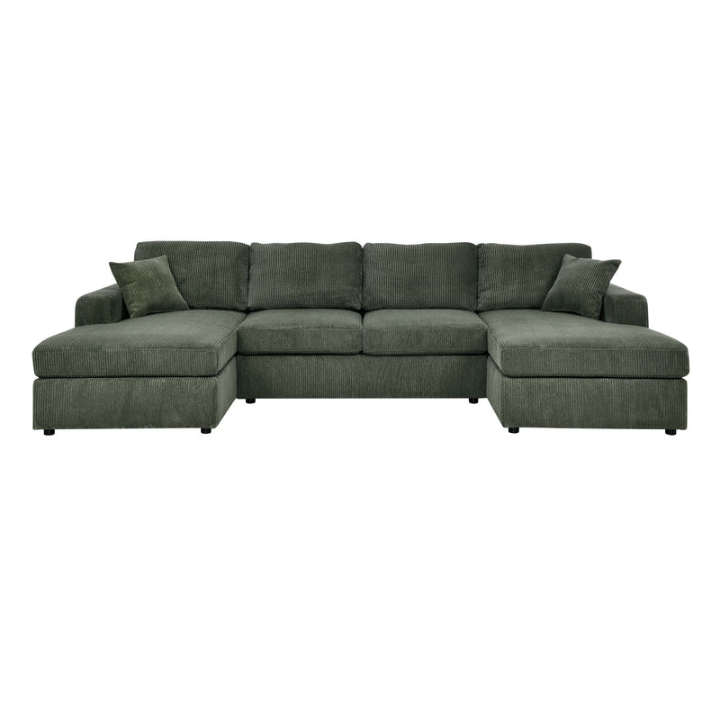 3 Piece Corduroy Double Chaise Sectional Sofa