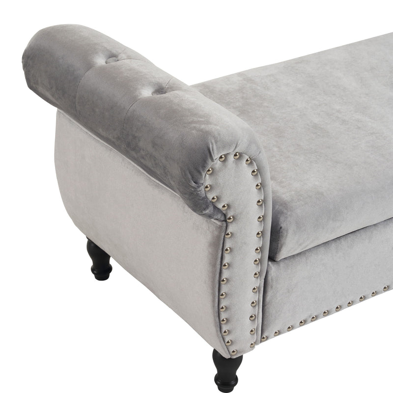 Luxurious Velvet Multifunctional Storage Ottoman Bench With Pillow