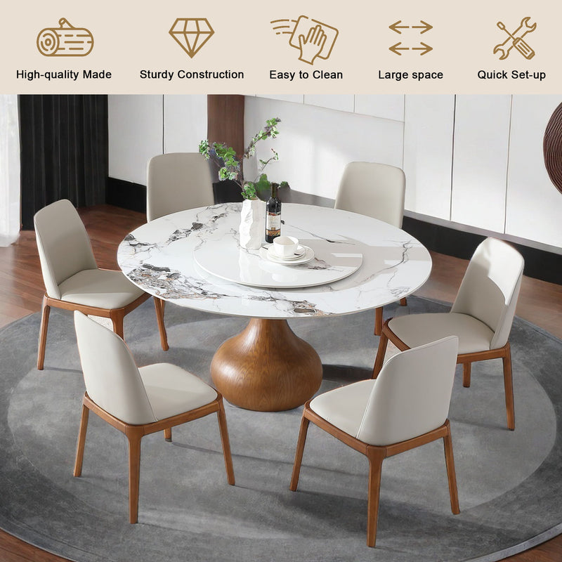 Round Modern Marble Dining Table With Chairs