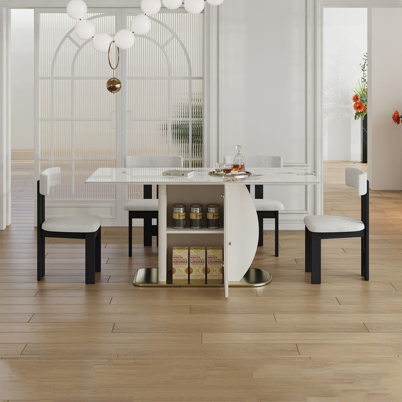 Modern Dining Table Set With Storage, Includes Chairs