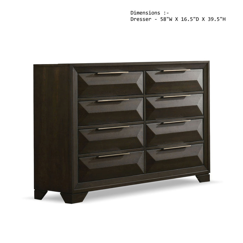 8 Drawer Dresser With Beveled Bracket - Espresso