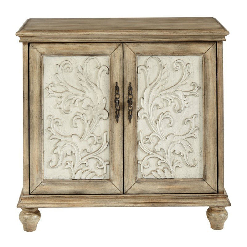 Driscoll - 2 Door Cabinet With Floral Design - Reclaimed Natural