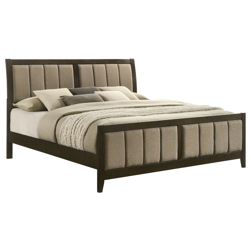 Clement - Upholstered Eastern King Bed - Dark Brown