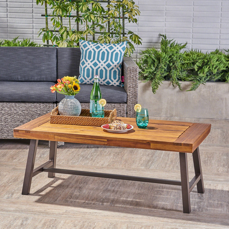 Carlisle - Industrial Coffee Table With And Slat Panel Design - Natural