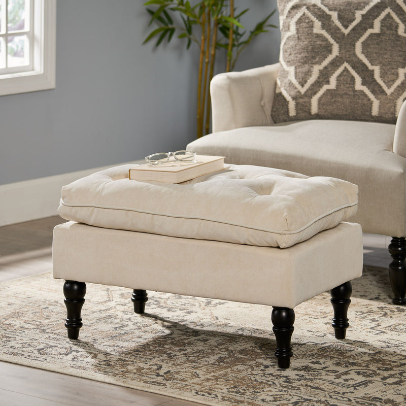 Lofton - Pillow Top Ottoman With Button Tufting - Cream