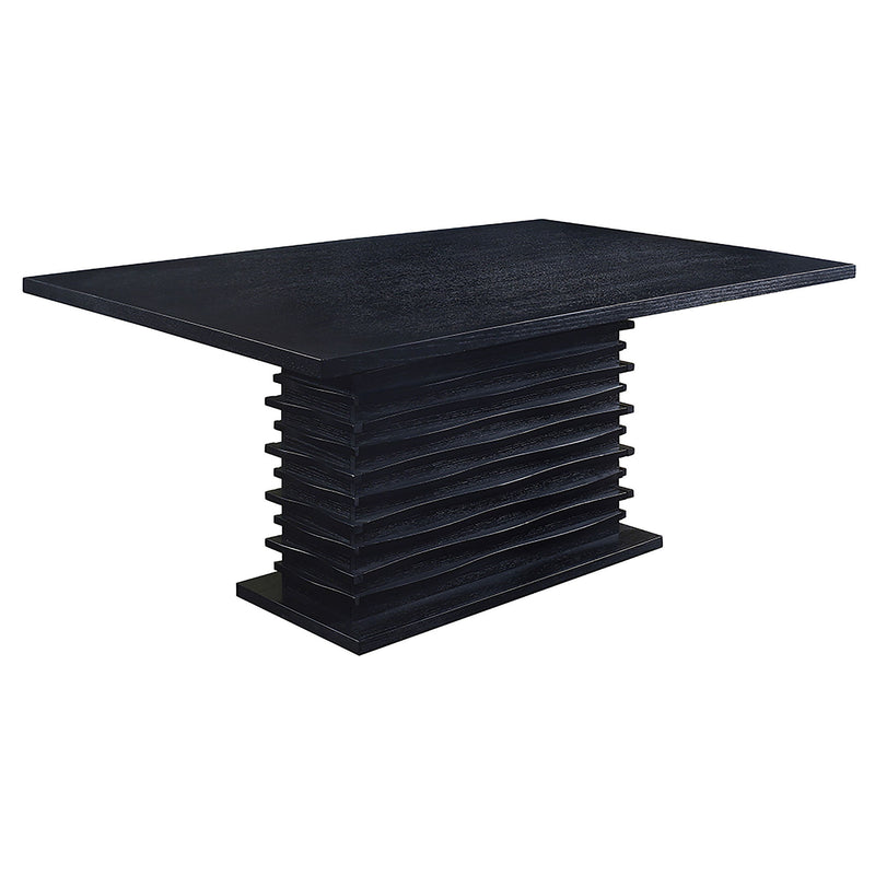 Monette - Rectangle Dining Table With Layered Pedestal Base - Black