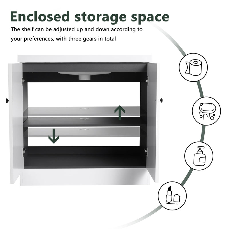 Contemporary Freestanding Bathroom Vanity With Resin Sink & Soft-Close Cabinet Doors