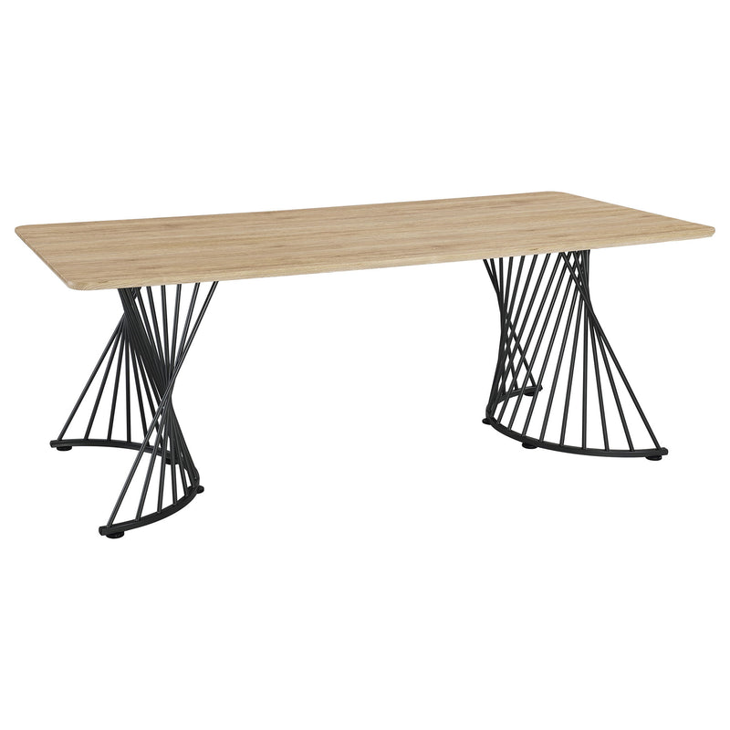 Galahan - Rectangular Dining Table With Twisted Pedestal Base - Oak