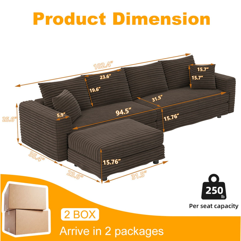 Modern Comfy Upholstered Sofa Cloud Couch & Deep Seat Couches