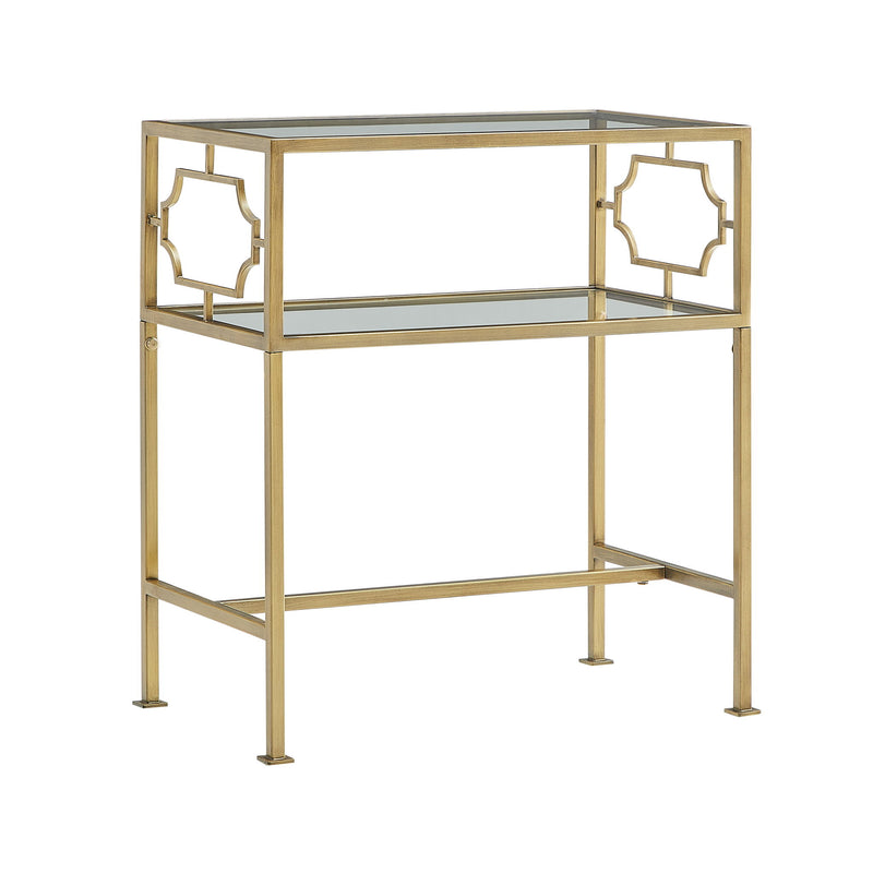 Grifton - Rectangular Glass Accent Table - Antique Gold