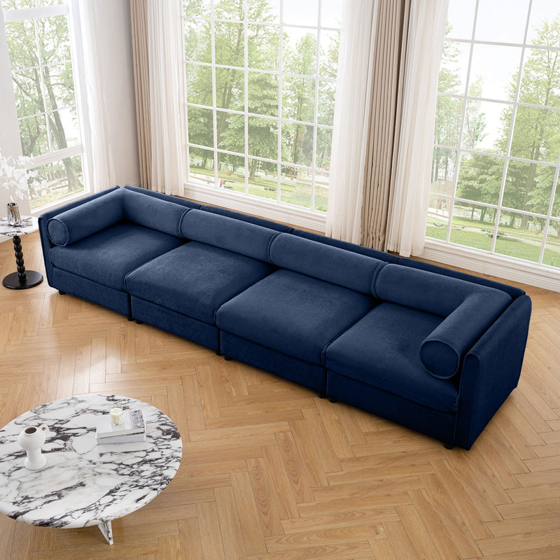 Stylish Sofa With Storage Seat And Cylindrical Backrest