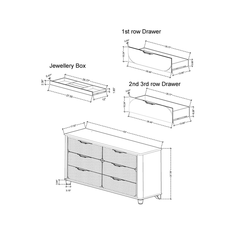 Laura - Dresser With Spacious Drawers - Silver