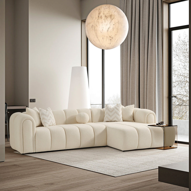 Beatrice - Modern Tufted Right Sectional Sofa - Ivory