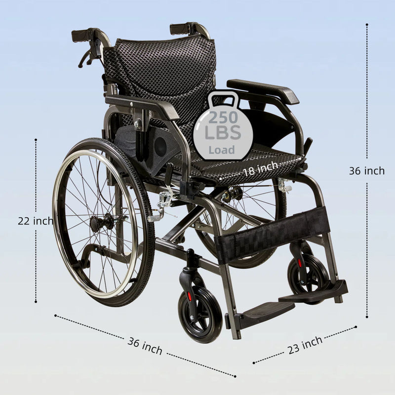 Premium Lightweight Foldable Transport Wheelchair For Adults