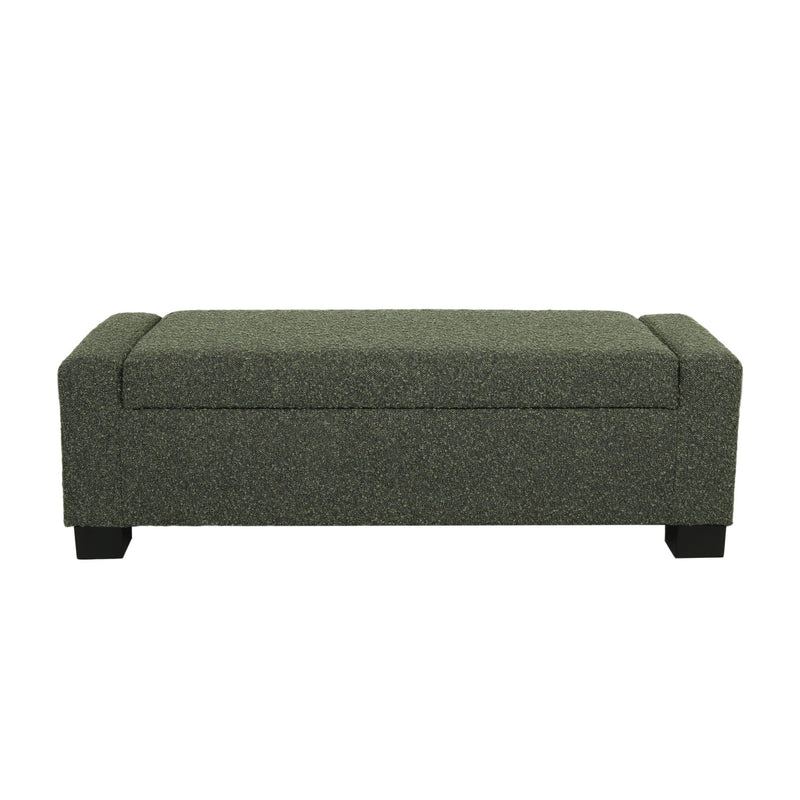 Textured Fabric Ottoman Bench With Hinged Lid