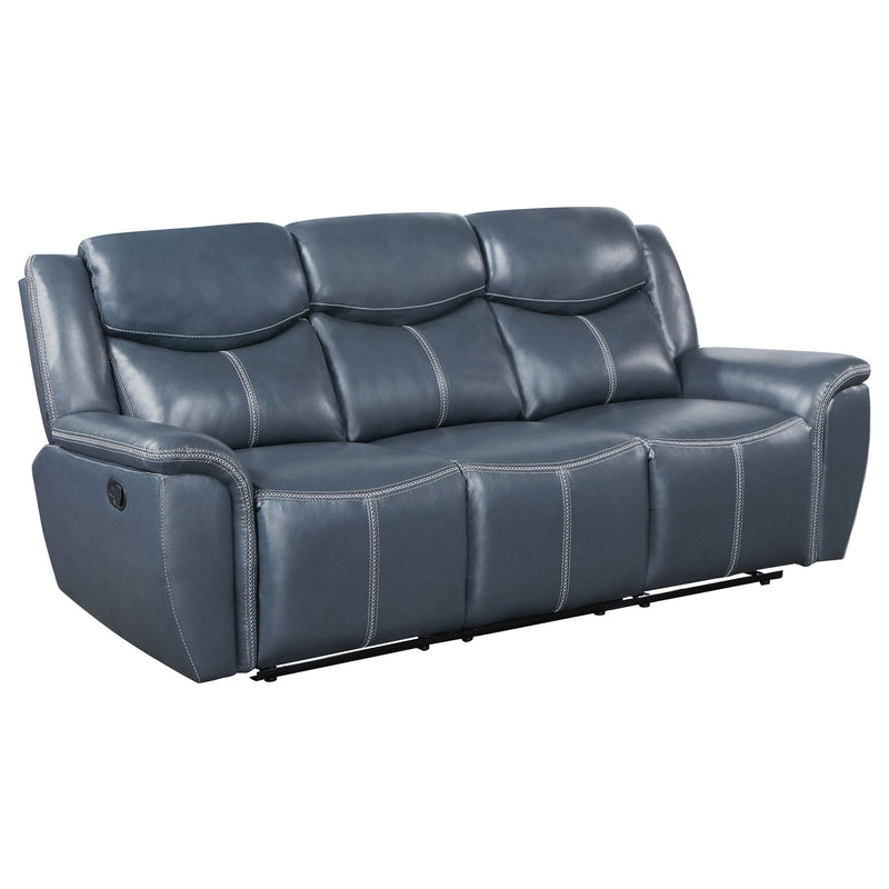 Stanwicke - 2 Piece Motion Reclining Sofa Set With Contrast Stitching - Blue