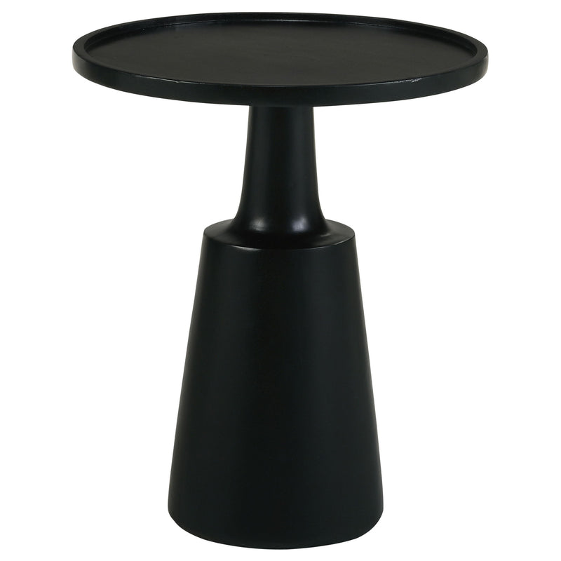 Stain Pedestal Accent Round Table With Lipped Top - Black