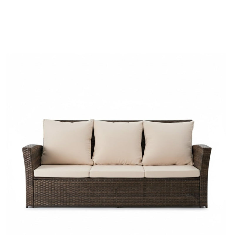 All-Weather Wicker 3 Seat Patio Sofa With Thick Cushions