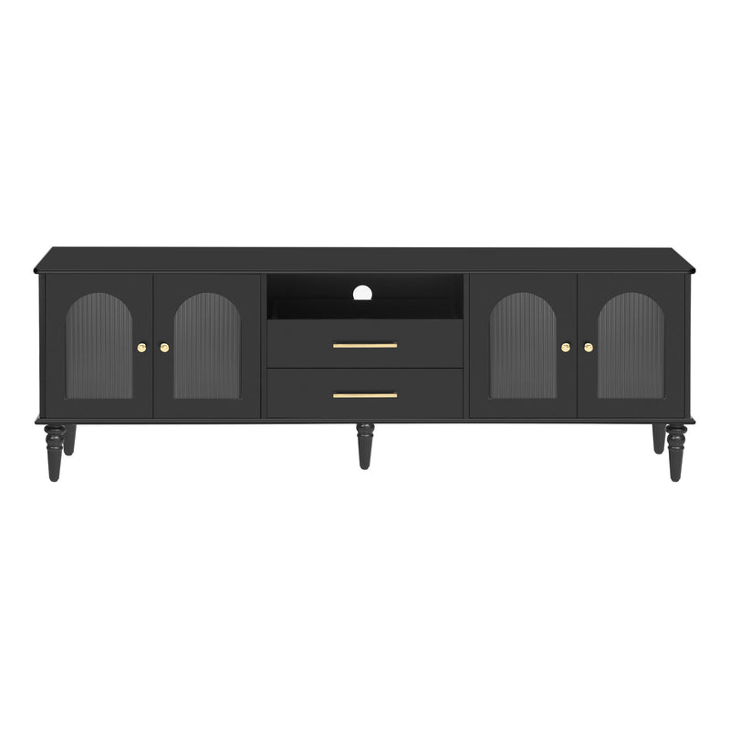TV Stand For TVs Up To 75", Entertainment Center Media Console For Living Room - Black