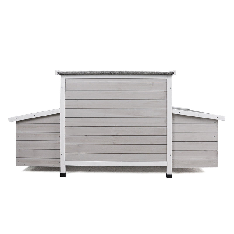 Large Chicken Coop Outdoor Hen House With 2 Sides Nesting Boxes - Gray / White Matte