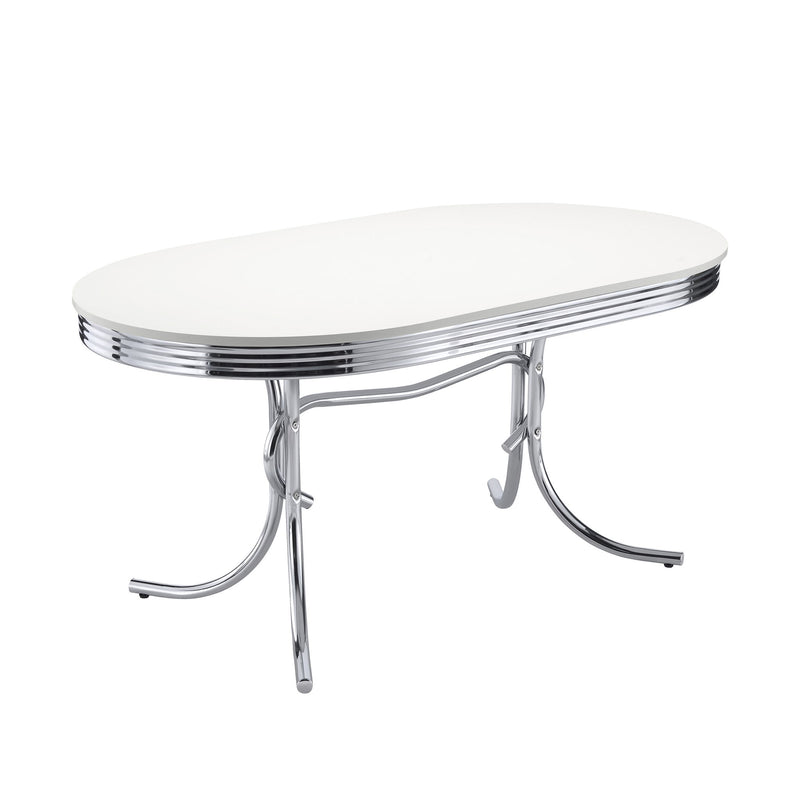 Oval Dining Table - White - Metal