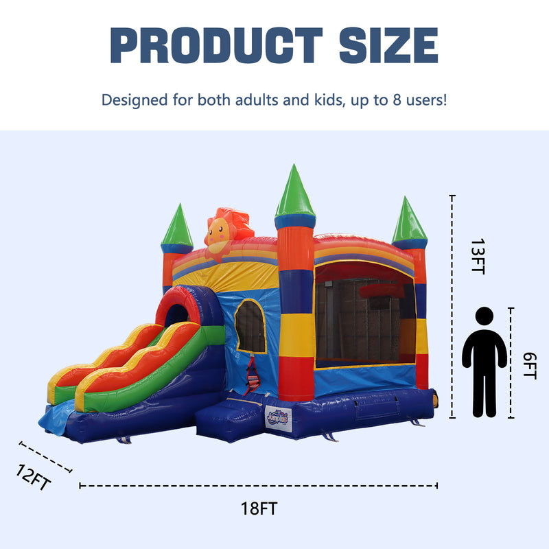 18Ft X 12Ft Ocean Quest Inflatable Bounce House & Water Slide Combo For Kids, 2 In 1 Wet & Dry Outdoor - Blue