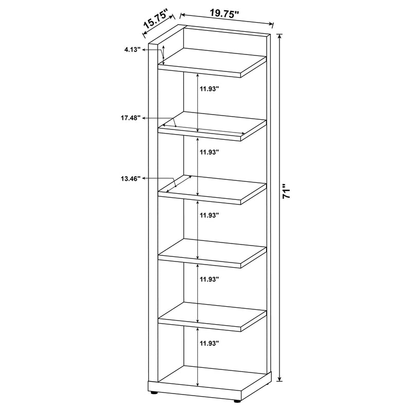 6 Tier Corner Bookcase - Cappuccino