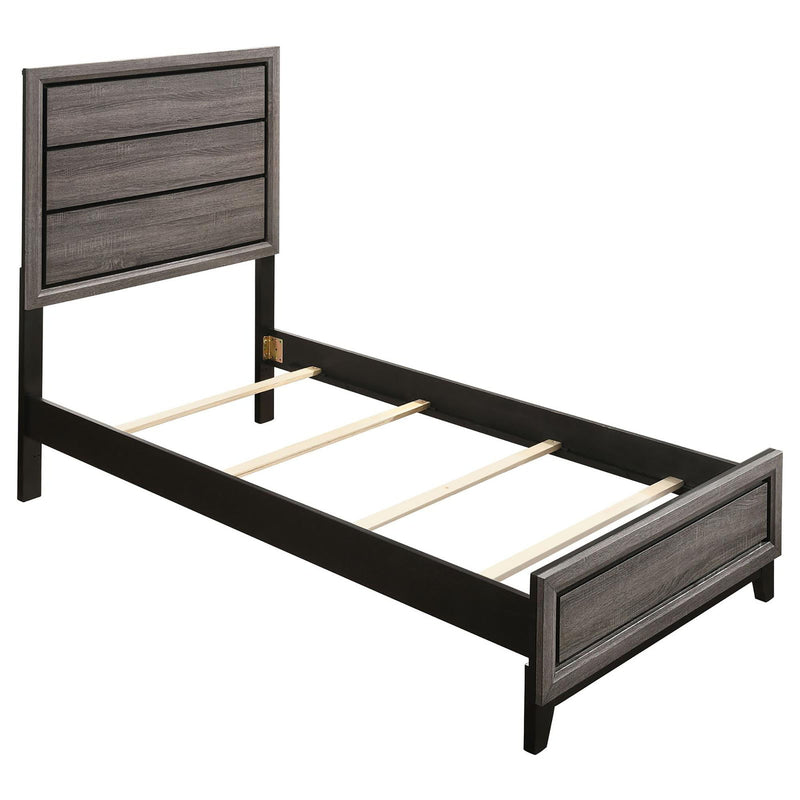 Twin Panel Bed With Tapered Legs - Gray
