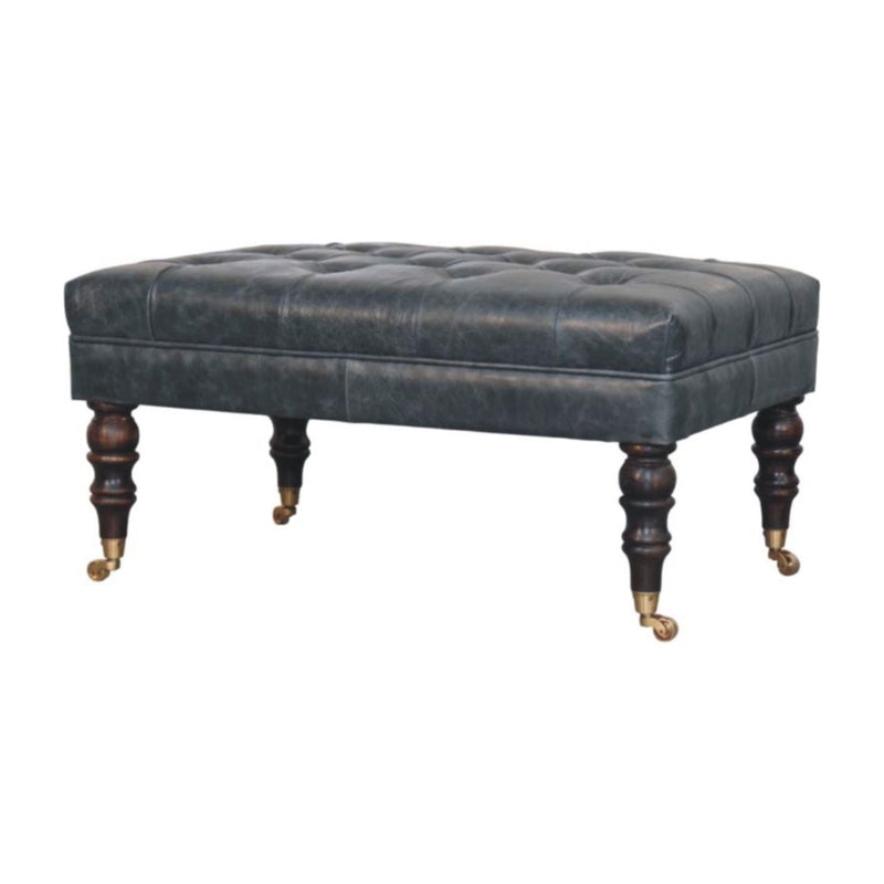Buffalo - Leather Ottoman With Castor Legs