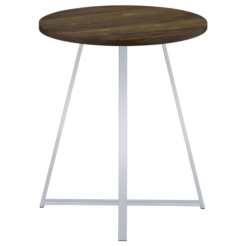 Burkhart - Round Height Bistro Bar Table - Brown Oak