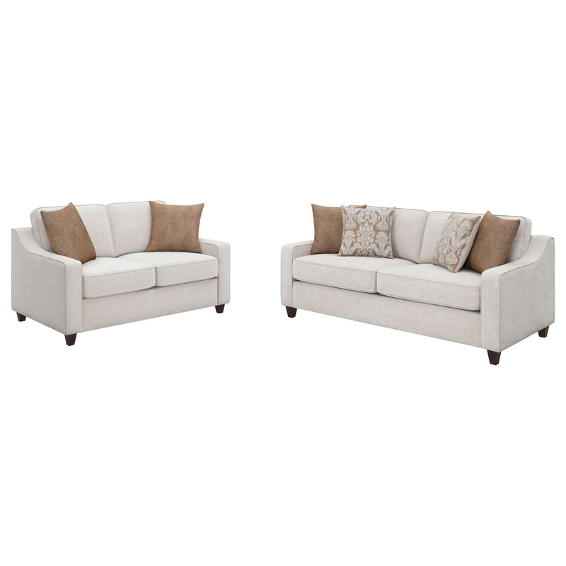 Mahaffey - 2 Piece Track Arm Living Room Set - Beige