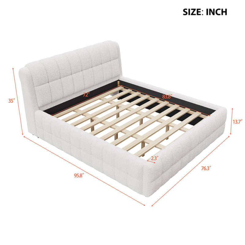 Upholstered Platform Bed With Stitching Details
