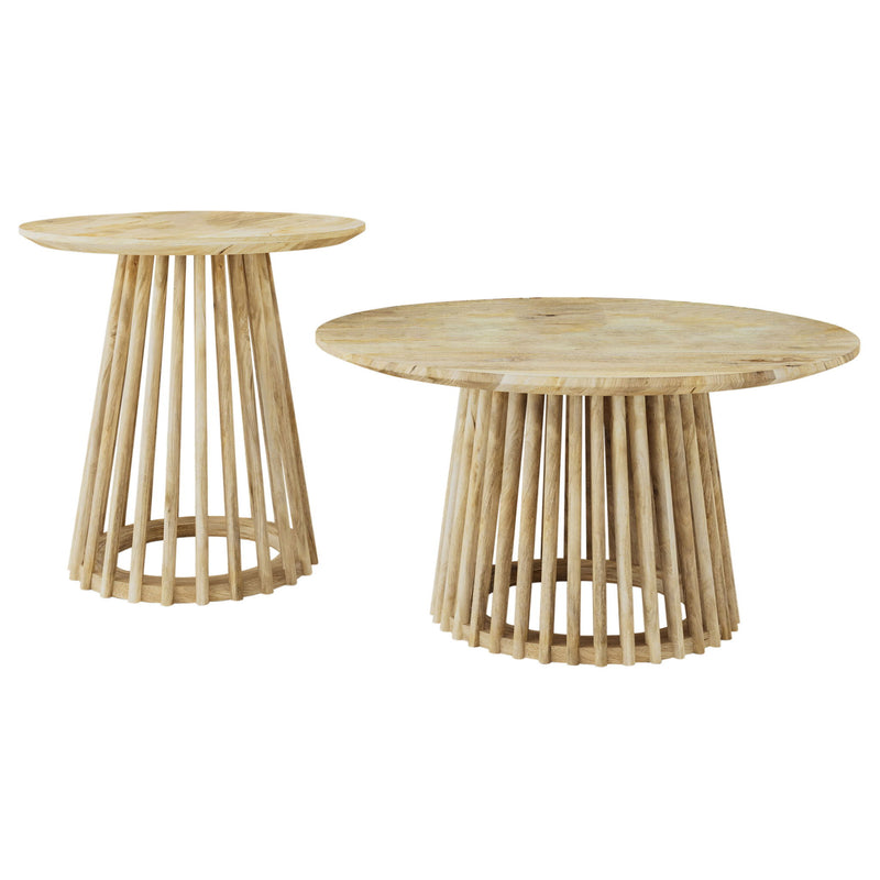 Diana - 2 Piece Round Coffee And End Table Set - Natural