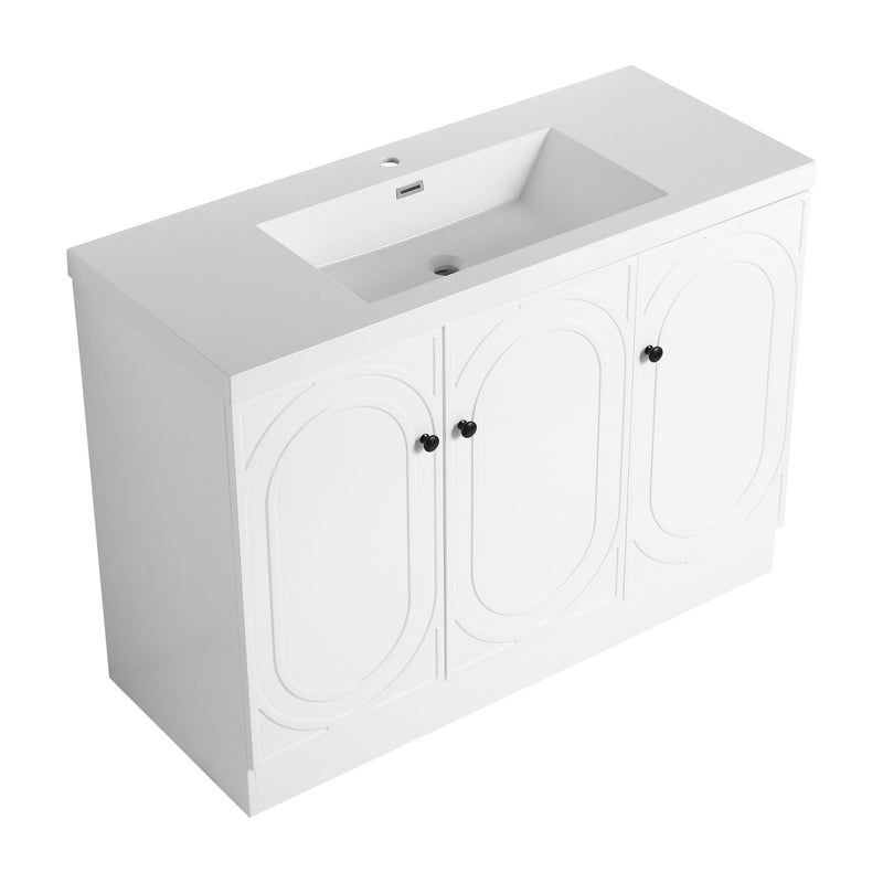 Contemporary Freestanding Bathroom Vanity With Resin Sink & Soft-Close Cabinet Doors