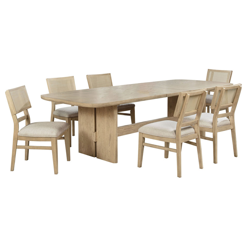 7 Piece Rectangular Dining Table Set With Chair - Oak