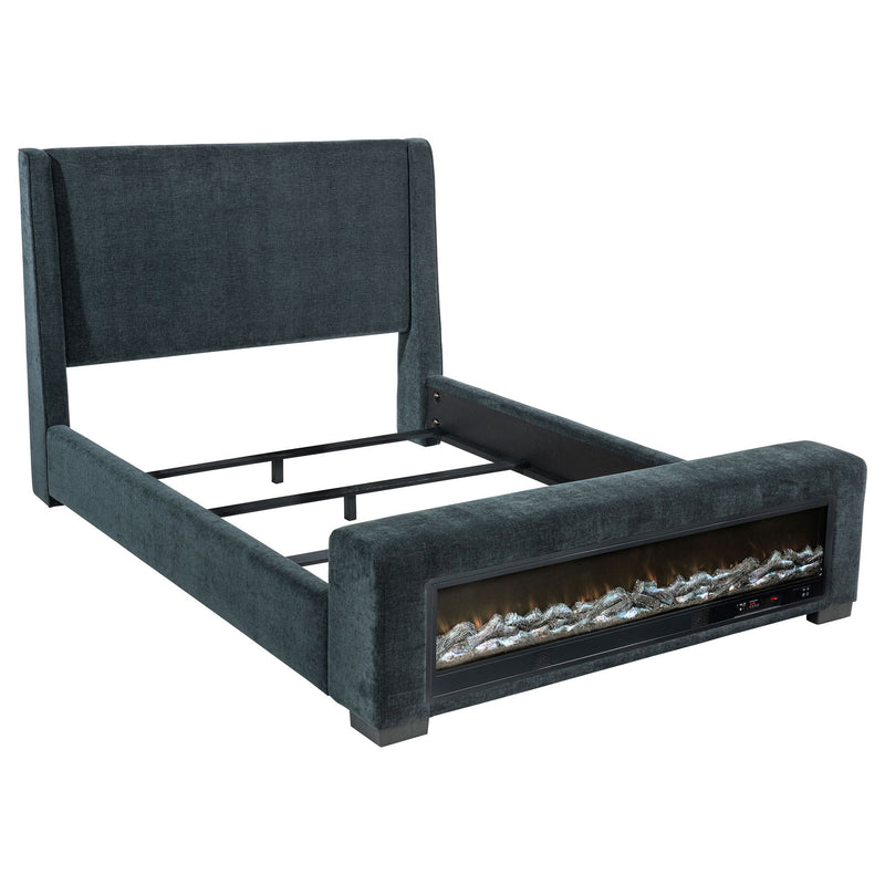 Sebastian - Upholstered Bed With Built-In Flame Visualizer And Bluetooth Speaker