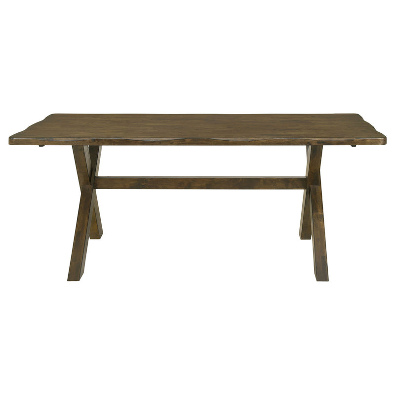 Carbon - Rectangular Dining Table With X Base Design - Brown