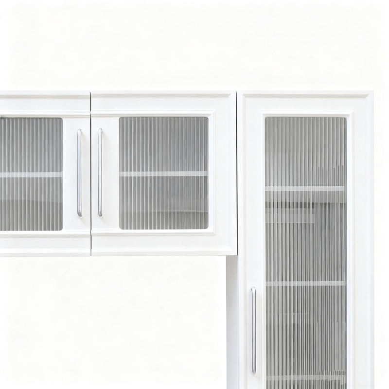 Wall Unit Entertainment Center With Glass Doors For TVs Up To 75" With Drawers For Living Room - White