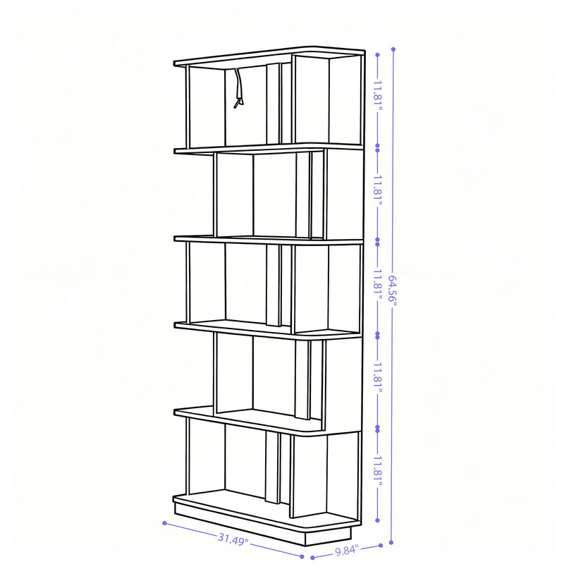5 Tier Open Bookshelf, Free Combination Storage Shelving For Living Room - Dark Brown