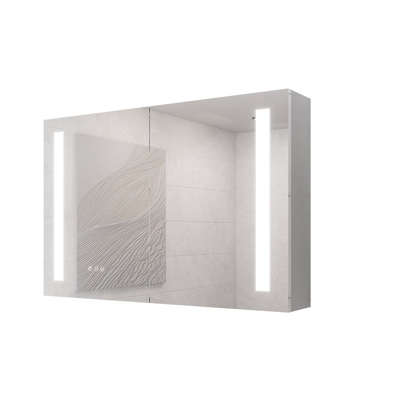 LED Medicine Cabinet With Mirror, Double Door With Defogger, Dimmer, Surface Mount
