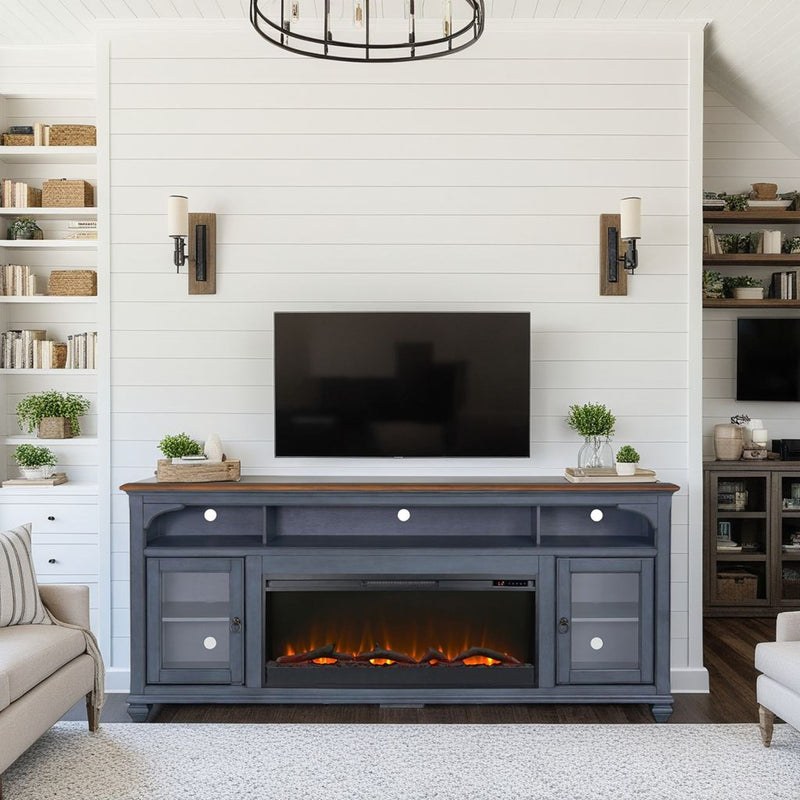 Fireplace TV Stand For TVs Up To 95" - Blue