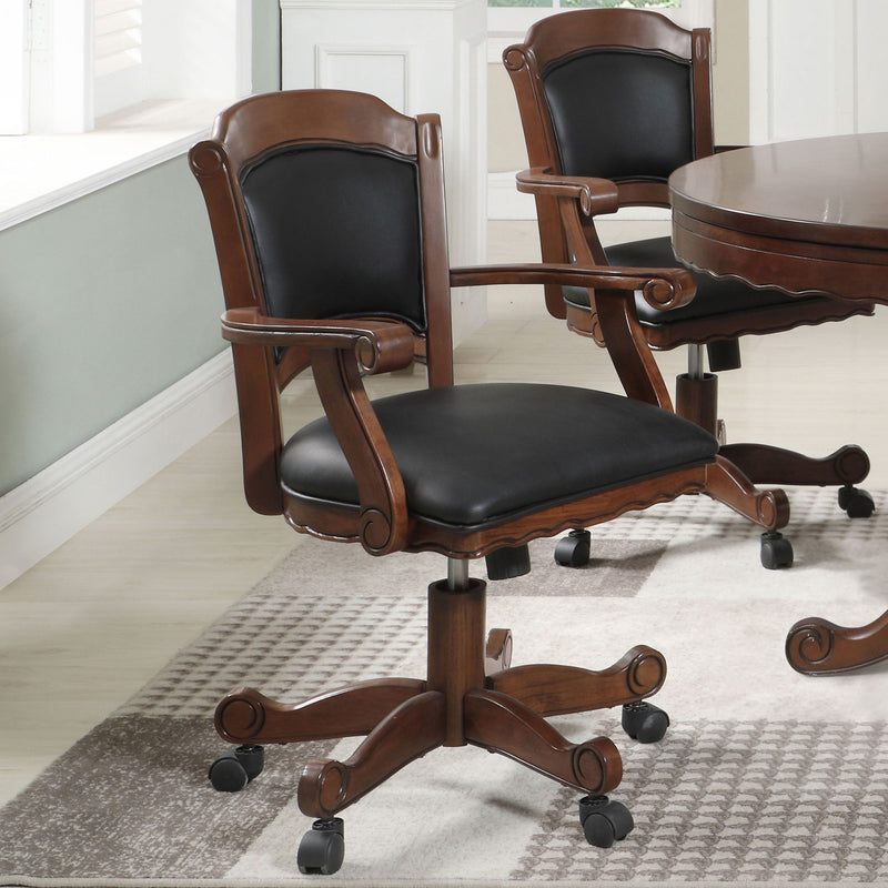 Upholstered Game Chair With Caster Wheels - Black